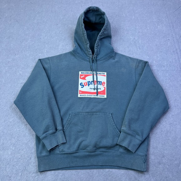 Supreme Other - Supreme Shine Hoodie Men's Medium Gray Brillo Logo Cotton Fleece Sweatshirt 2021